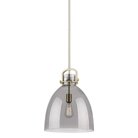 Innovations Lighting Newton Bell 14" Wide Pendant Champagne Bronze / Light Smoke