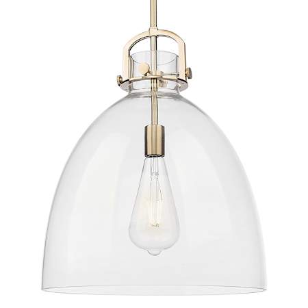 Innovations Lighting Newton Bell 16" Wide Pendant with Clear Glass Shade Champagne Bronze