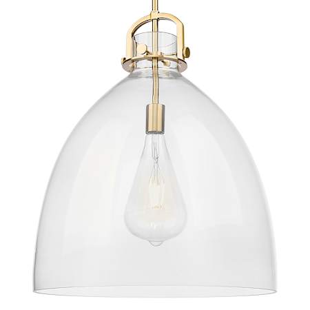 Innovations Lighting Newton Bell 18" Wide Pendant with Clear Glass Shade Champagne Bronze