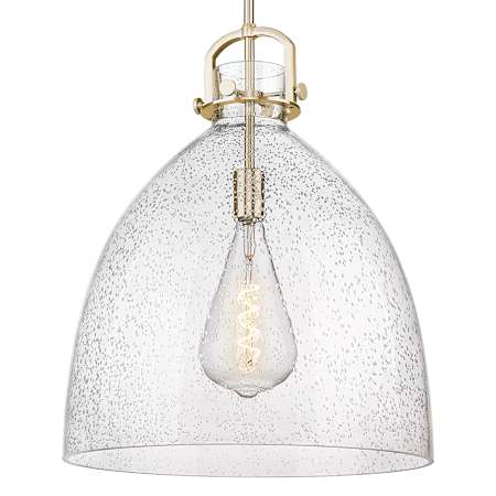 Innovations Lighting Newton Bell 18" Wide Pendant with Clear, Seedy Glass Shade Champagne Bronze