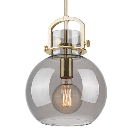 Innovations Lighting Newton Sphere 10" Wide Mini Pendant with Light Smoke Glass Shade Champagne Bronze
