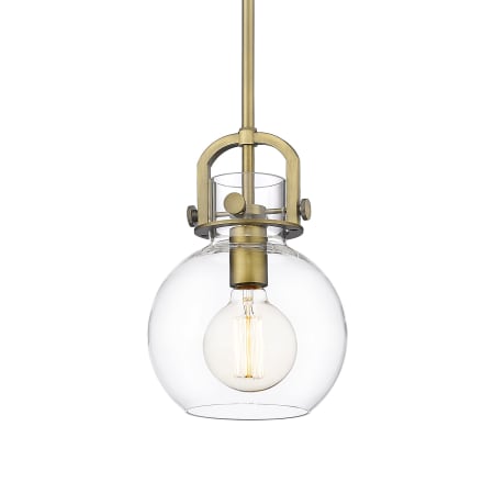 Innovations Lighting Newton Sphere 8" Wide Mini Pendant Brushed Brass / Clear