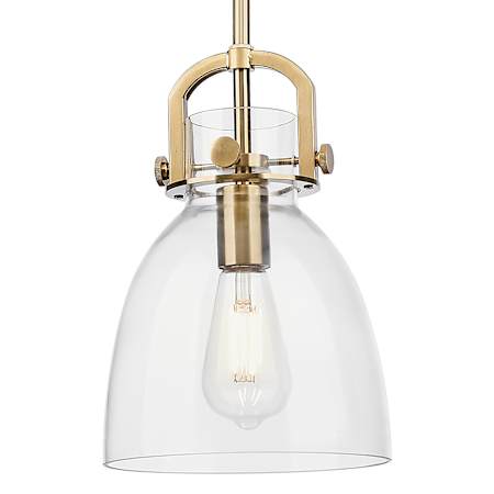 Innovations Lighting Newton Bell 8" Wide Mini Pendant with Clear Glass Shade Champagne Bronze