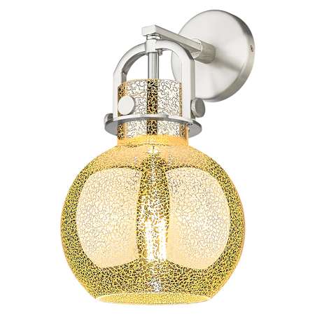 Innovations Lighting Newton Sphere 14" Tall Bathroom Sconce with Mercury Glass Shade Brushed Satin Nickel
