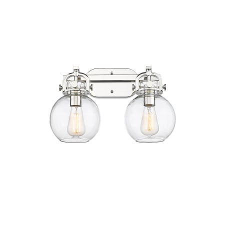 Innovations Lighting Newton Sphere 2 Light 17" Wide Vanity Light Polished Nickel / Clear