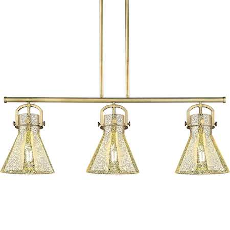 Innovations Lighting Newton Cone 3 Light 42" Wide Linear Pendant Brushed Brass / Mercury