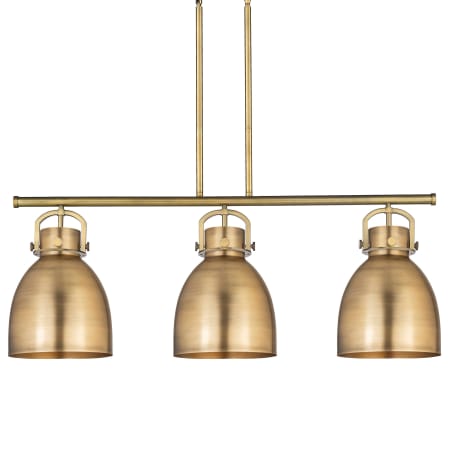 Innovations Lighting Newton Bell 3 Light 42" Wide Linear Pendant Brushed Brass / Brushed Brass