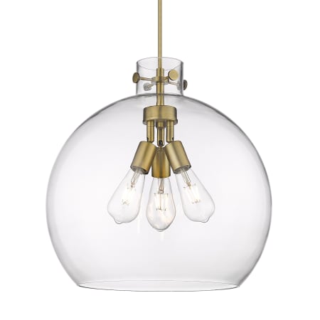 Innovations Lighting Newton Sphere 3 Light 18" Wide Pendant Brushed Brass / Clear