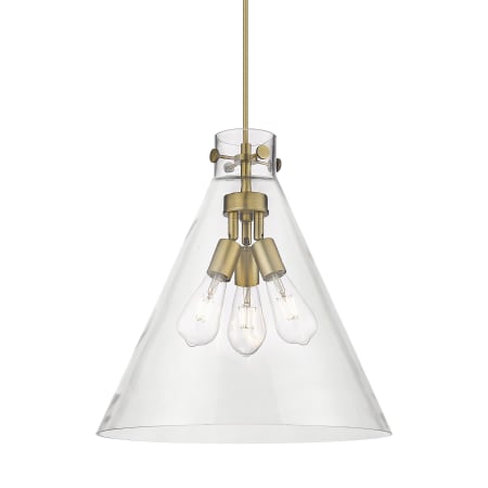 Innovations Lighting Newton Cone 3 Light 18" Wide Pendant Brushed Brass / Clear