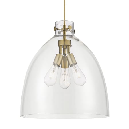 Innovations Lighting Newton Bell 3 Light 18" Wide Pendant Brushed Brass / Clear