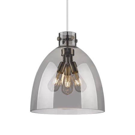 Innovations Lighting Newton Bell 3 Light 16" Wide Pendant Satin Nickel / Plated Smoke