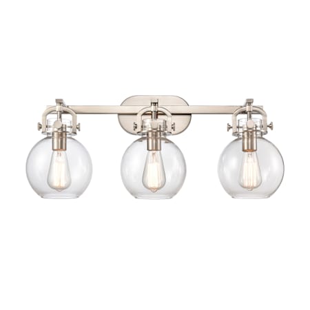 Innovations Lighting Sphere 3 Light 27" Wide Vanity Light Brushed Satin Nickel / Clear