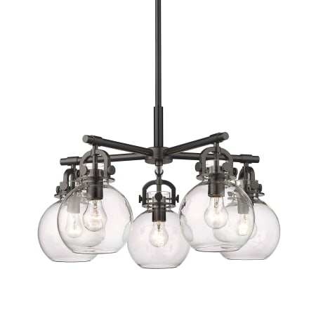 Innovations Lighting Newton Sphere 5 Light 26" Wide Chandelier Matte Black / Clear