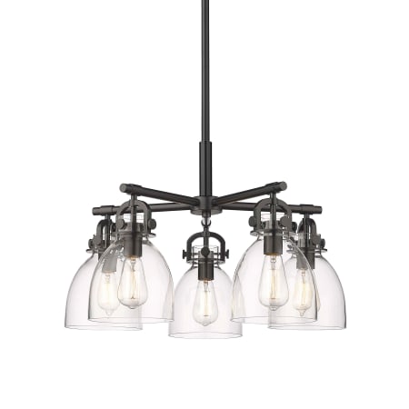 Innovations Lighting Newton Bell 5 Light 26" Wide Chandelier Matte Black / Clear