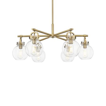 Innovations Lighting Newton Sphere 6 Light 26" Wide Chandelier Brushed Brass / Clear