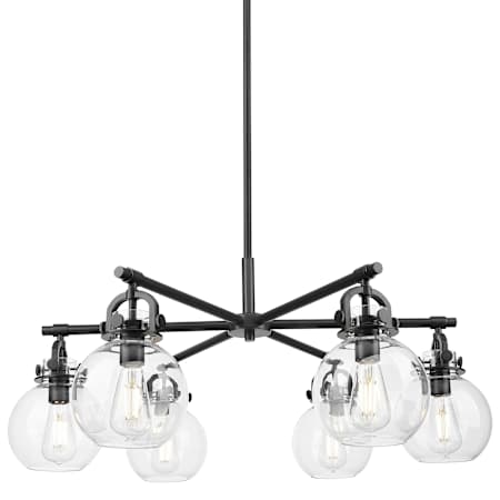 Innovations Lighting Newton Sphere 6 Light 26" Wide Chandelier with Clear Glass Shades Matte Black