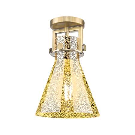 Innovations Lighting Newton Cone 8" Wide Semi-Flush Ceiling Fixture Brushed Brass / Mercury