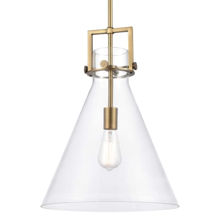 Innovations Lighting Newton Cone 14" Wide Pendant Brushed Brass / Clear