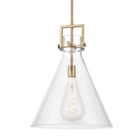 Innovations Lighting Newton Cone 16" Wide Pendant Brushed Brass / Clear