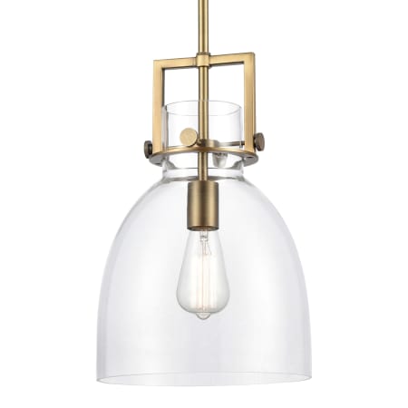 Innovations Lighting Newton Bell 10" Wide Mini Pendant with Glass Shade Brushed Brass