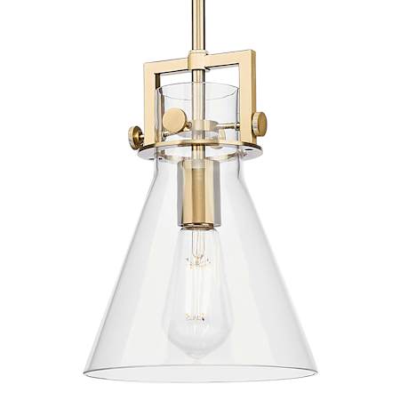 Innovations Lighting Newton Cone 8" Wide Mini Pendant with Clear Glass Shade Champagne Bronze