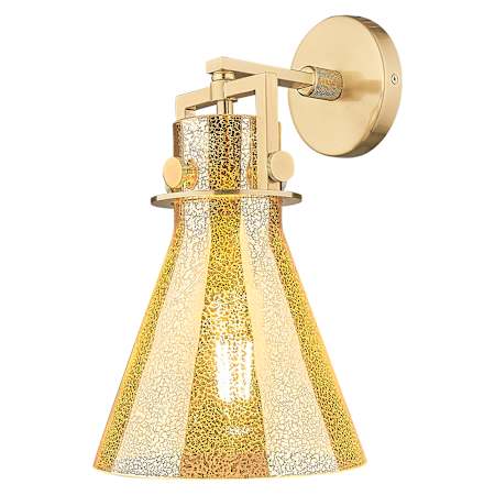 Innovations Lighting Newton Cone 14" Tall Bathroom Sconce with Mercury Glass Shade Champagne Bronze