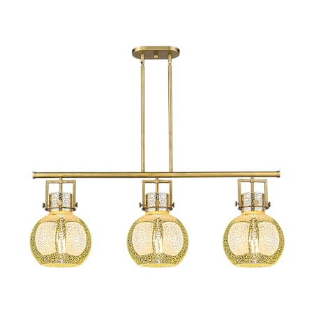 Innovations Lighting Newton Sphere 3 Light 42" Wide Linear Pendant Brushed Brass / Mercury
