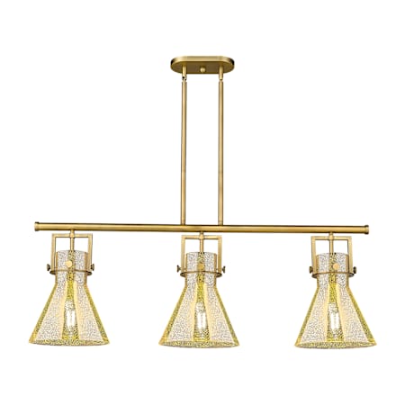 Innovations Lighting Newton Cone 3 Light 42" Wide Linear Pendant Brushed Brass / Mercury