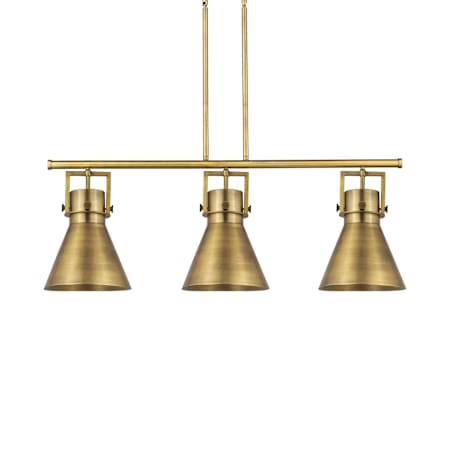 Innovations Lighting Newton Cone 3 Light 42" Wide Suspension Linear Pendant Brushed Brass