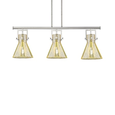Innovations Lighting Newton Cone 3 Light 42" Wide Linear Pendant Polished Nickel / Mercury