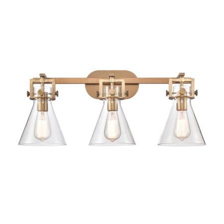 Innovations Lighting Cone 3 Light 27" Wide Vanity Light Brushed Brass / Clear