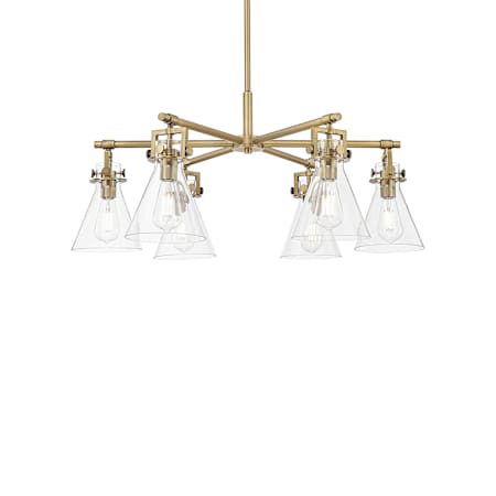 Innovations Lighting Newton Cone 6 Light 26" Wide Chandelier Brushed Brass / Clear