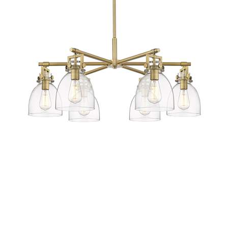 Innovations Lighting Newton Bell 6 Light 26" Wide Chandelier Brushed Brass / Clear