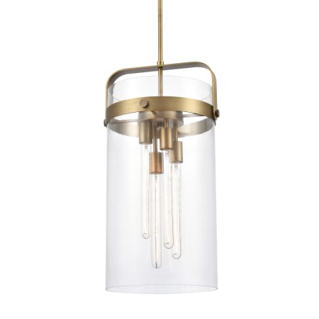 Innovations Lighting Pilaster 4 Light 13" Wide Pendant Brushed Brass / Clear