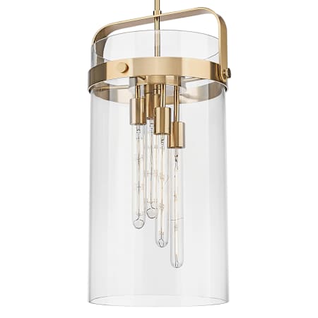 Innovations Lighting Pilaster 4 Light 12" Wide Pendant with Clear Glass Shade Champagne Bronze
