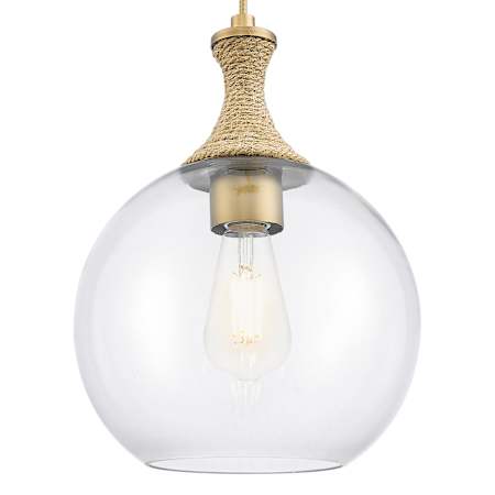 Innovations Lighting Astor 10" Wide Rope Detailed Cord Hung Mini Pendant with Clear Glass Shade Brushed Brass
