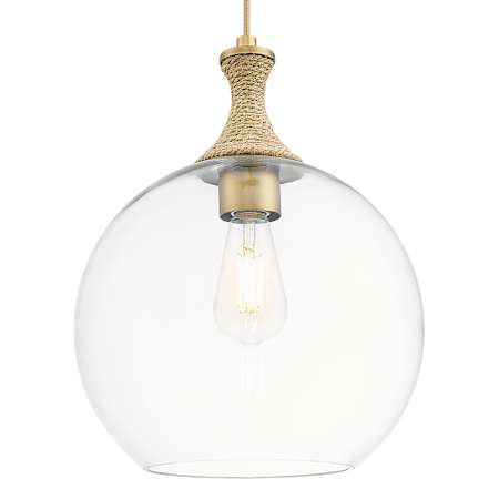 Innovations Lighting Astor 12" Wide Rope Detailed Cord Hung Pendant with Clear Glass Shade Brushed Brass