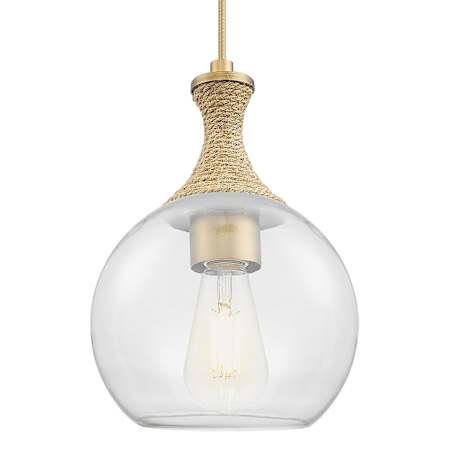 Innovations Lighting Astor 8" Wide Rope Detailed Cord Hung Mini Pendant with Clear Glass Shade Brushed Brass