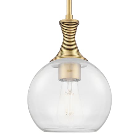 Innovations Lighting Astor 8" Wide Mini Pendant with Clear Glass Shade Brushed Brass