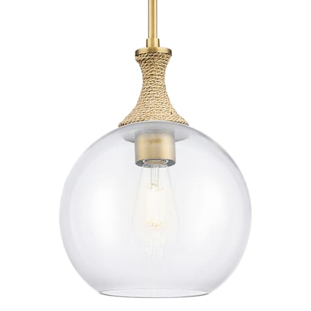 Innovations Lighting Astor 10" Wide Rope Detailed Mini Pendant with Clear Glass Shade Brushed Brass