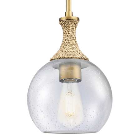 Innovations Lighting Astor 8" Wide Mini Pendant with Clear, Seedy Glass Shade Brushed Brass