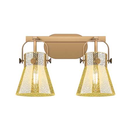 Innovations Lighting Pilaster II Cone 2 Light 17" Wide Vanity Light Brushed Brass / Mercury