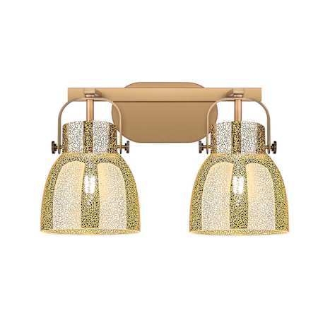 Innovations Lighting Pilaster II Bell 2 Light 17" Wide Vanity Light Brushed Brass / Mercury
