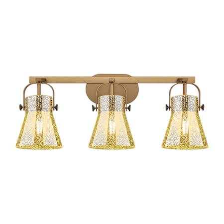 Innovations Lighting Pilaster II Cone 3 Light 27" Wide Vanity Light Brushed Brass / Mercury