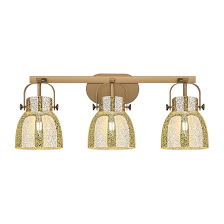 Innovations Lighting Pilaster II Bell 3 Light 27" Wide Vanity Light Brushed Brass / Mercury