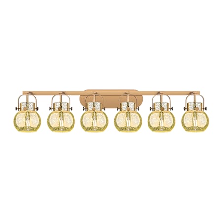 Innovations Lighting Pilaster II Sphere 6 Light 46" Wide Vanity Light Brushed Brass / Mercury