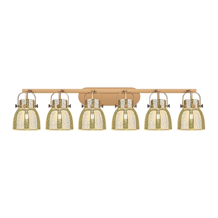 Innovations Lighting Pilaster II Bell 6 Light 46" Wide Vanity Light Brushed Brass / Mercury