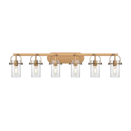 Innovations Lighting Pilaster II Cylinder 6 Light 44" Wide Vanity Light Brushed Brass