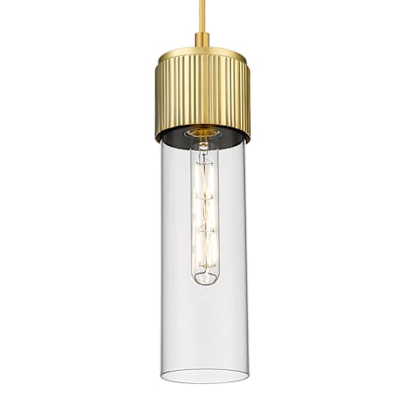 Innovations Lighting Bolivar 12" Tall Mini Pendant with Clear Glass Shade Brushed Brass