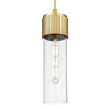Innovations Lighting Bolivar 12" Tall Mini Pendant with Clear, Seedy Glass Shade Brushed Brass